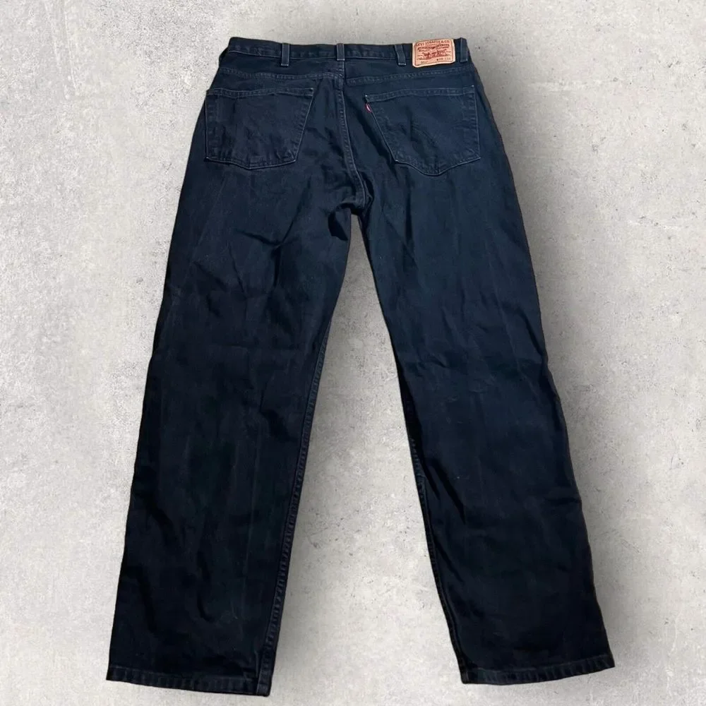 Vintage Levis Jeans Mens 38 Black 550 Baggy Denim Faded Streetwear Hipster 36x32